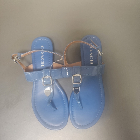 Coach Cassidy Metallic Tumbled Blue Sandals Sz 6B. Excellent Condition - Picture 4 of 11